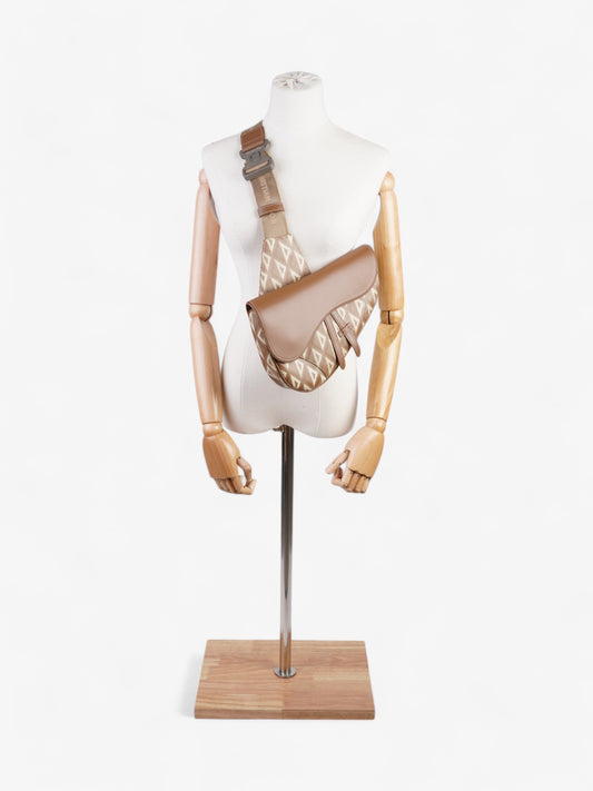 Christian Dior Saddle Bag CD Diamond Coffee Coated Canvas
