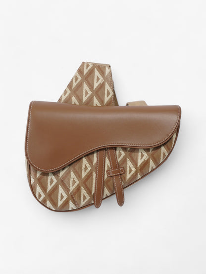Christian Dior Saddle Bag CD Diamond Coffee Coated Canvas