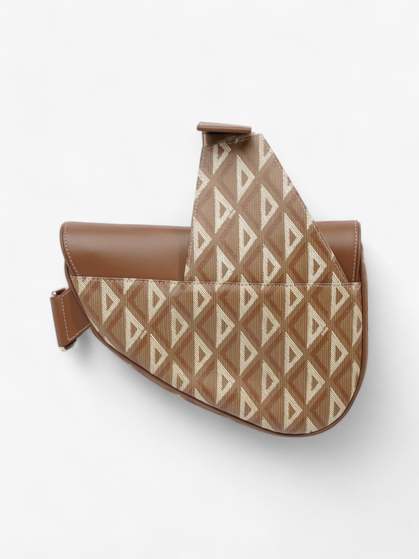 Christian Dior Saddle Bag CD Diamond Coffee Coated Canvas