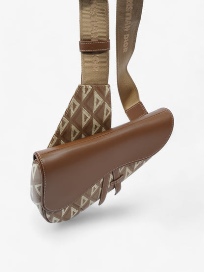 Christian Dior Saddle Bag CD Diamond Coffee Coated Canvas