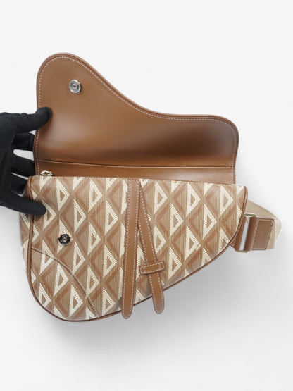 Christian Dior Saddle Bag CD Diamond Coffee Coated Canvas
