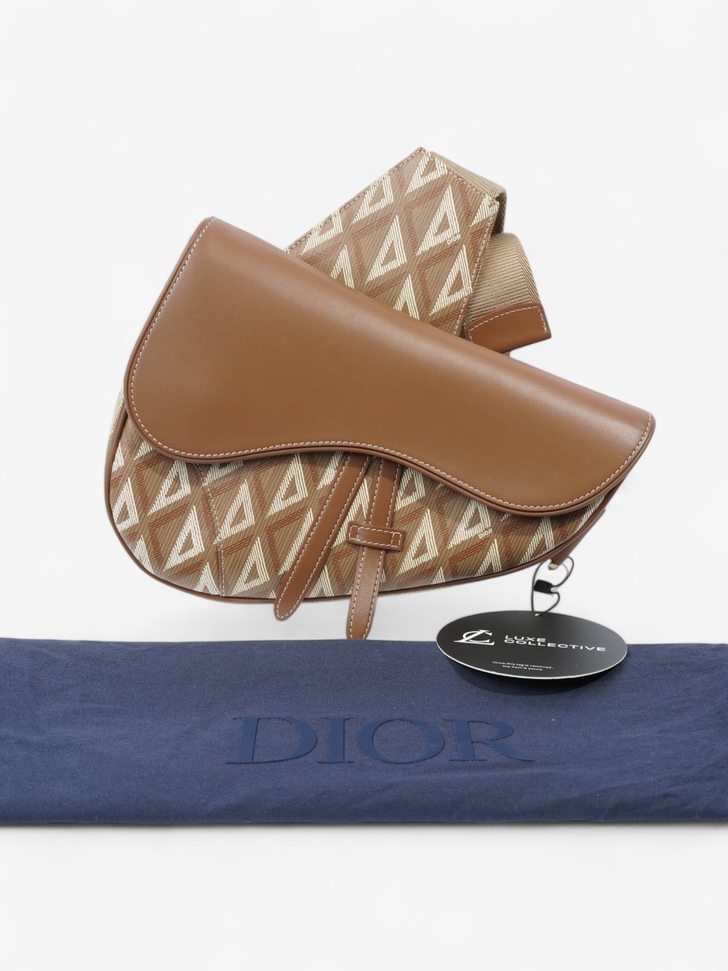 Christian Dior Saddle Bag CD Diamond Coffee Coated Canvas
