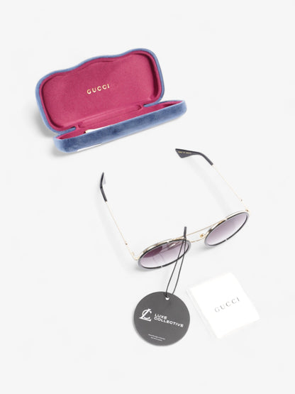 Gucci Round Sunglasses Black Acetate 140mm