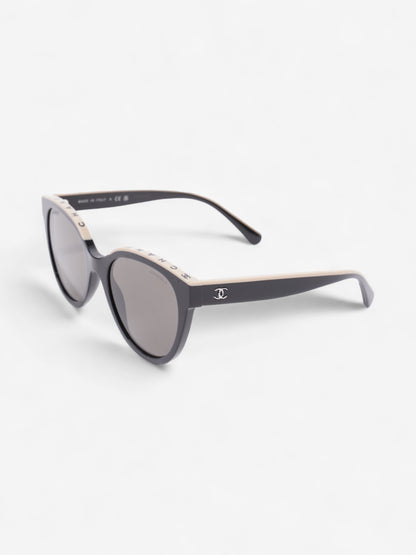 Chanel CC Butterfly Sunglasses Black / Beige Acetate 140mm