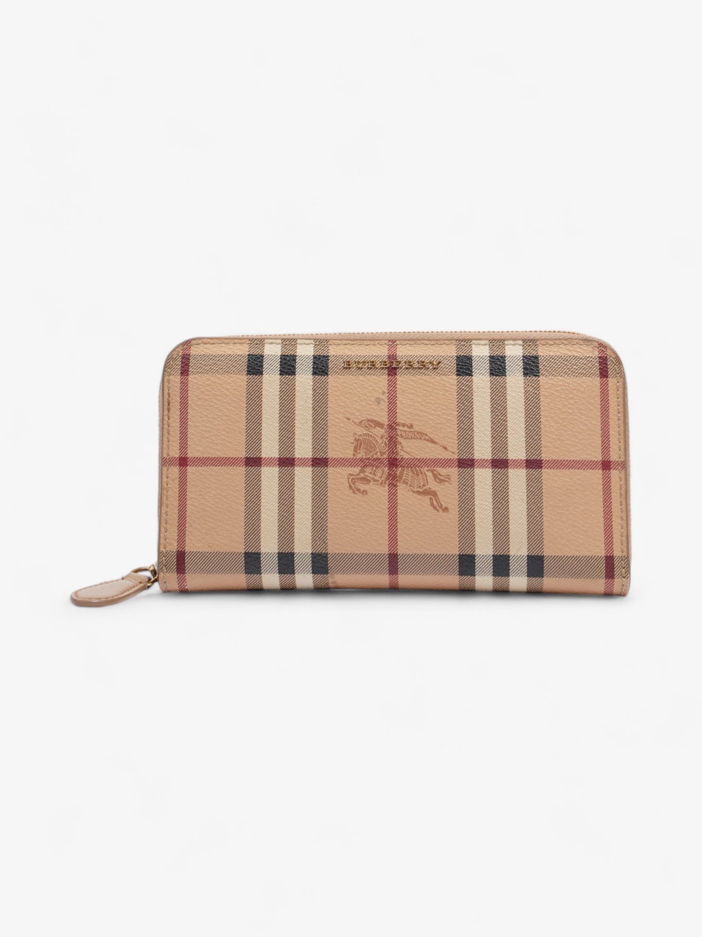Burberry Zip Around Wallet Haymarket Check Canvas