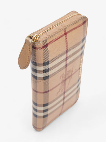Burberry Zip Around Wallet Haymarket Check Canvas