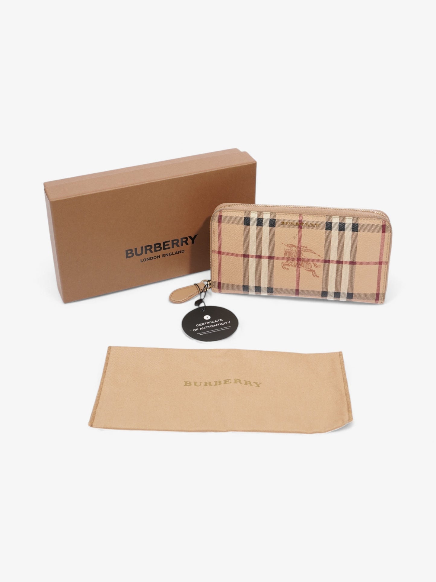 Burberry Zip Around Wallet Haymarket Check Canvas