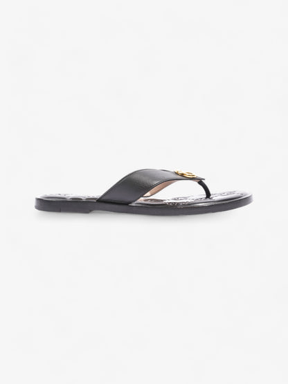 Gucci Interlocking GG Thong Sandals Black / Gold Leather EU 40.5 UK 7.5