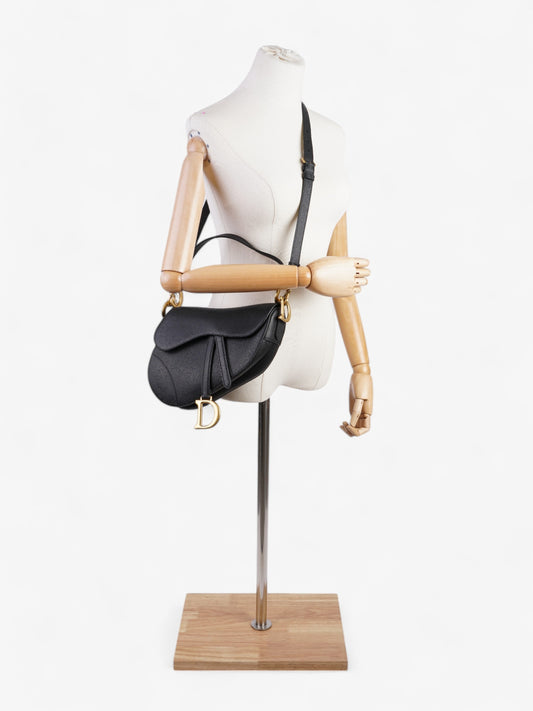 Christian Dior Saddle Bag with Strap Black Calfskin Leather