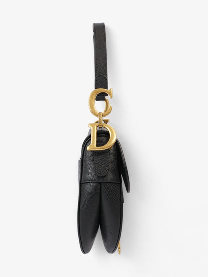 Christian Dior Saddle Bag with Strap Black Calfskin Leather