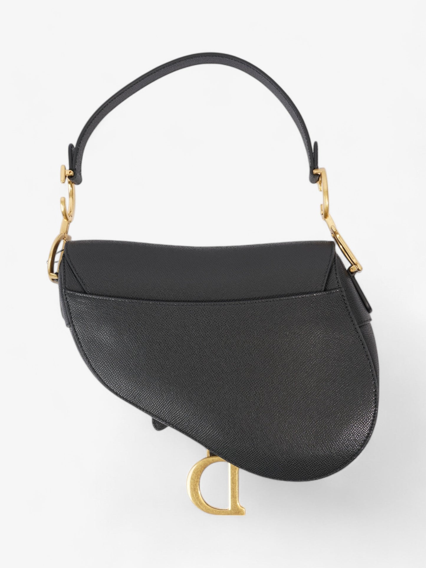 Christian Dior Saddle Bag with Strap Black Calfskin Leather