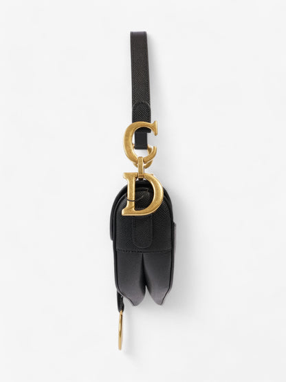 Christian Dior Saddle Bag with Strap Black Calfskin Leather