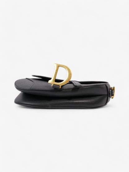 Christian Dior Saddle Bag with Strap Black Calfskin Leather