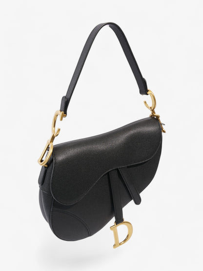 Christian Dior Saddle Bag with Strap Black Calfskin Leather