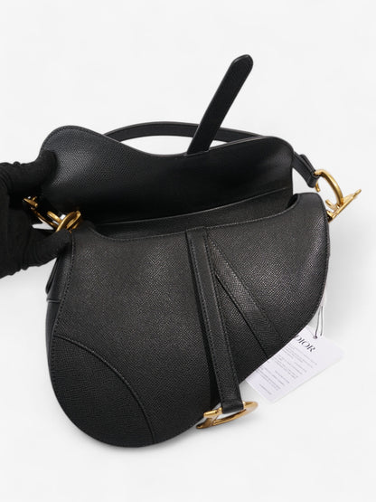 Christian Dior Saddle Bag with Strap Black Calfskin Leather