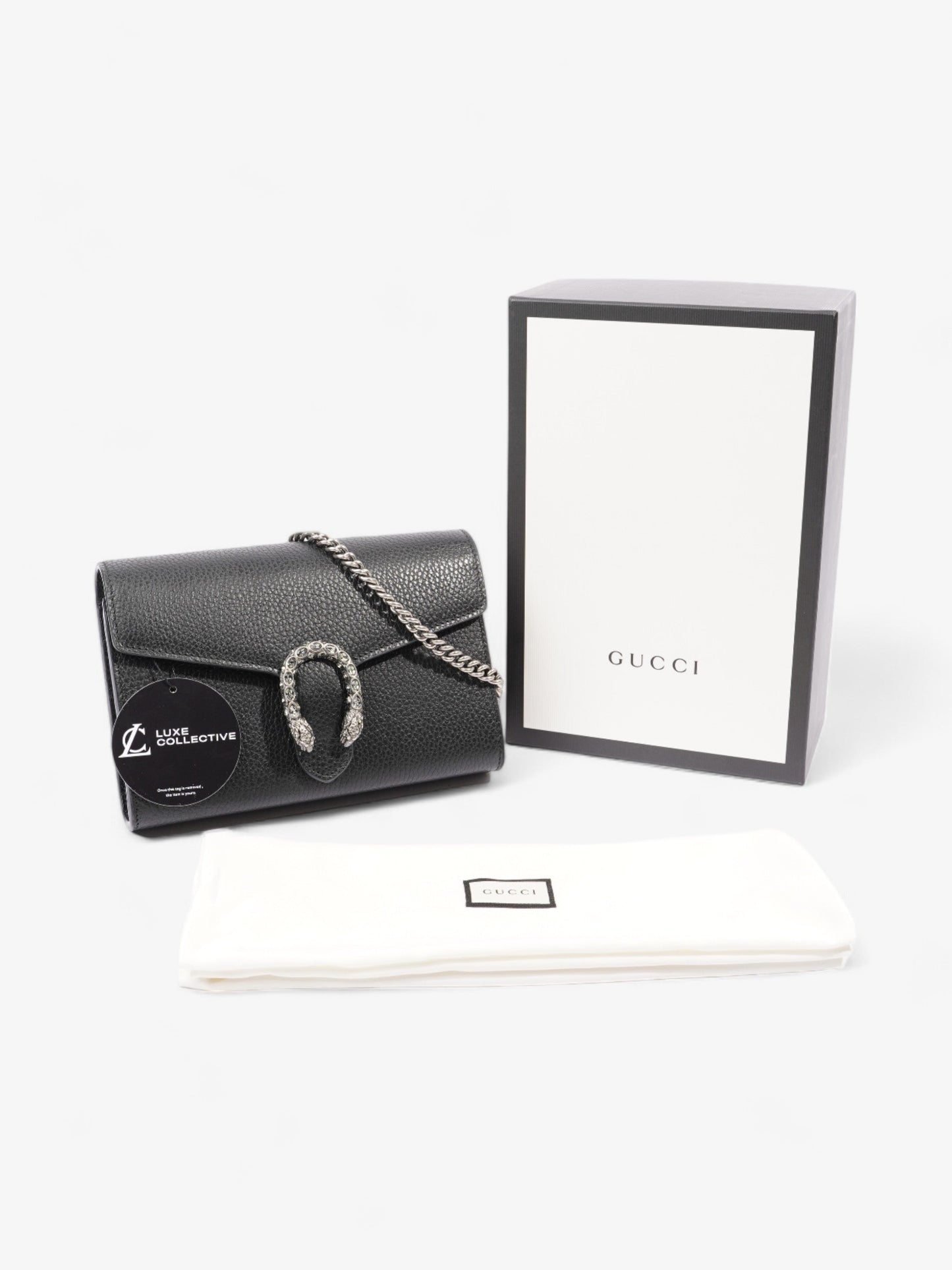Gucci Dionysus Chain Wallet Black Calfskin Leather Mini