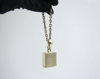 Chanel Vintage 06C Enamel + Metal + Resin White Camellia Handbag Charm Keychain