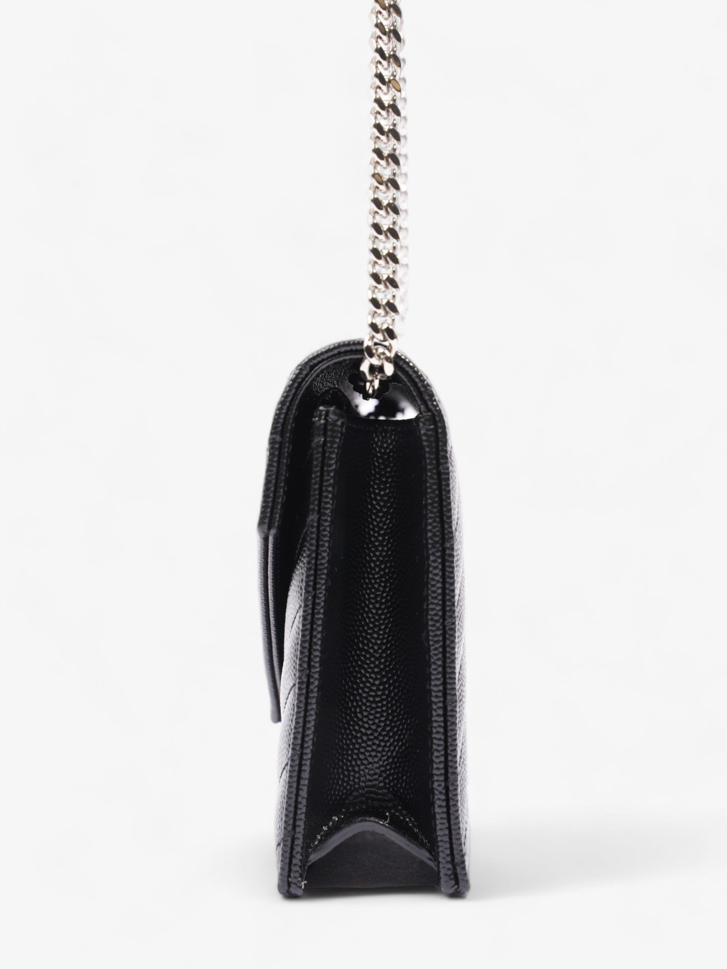 Saint Laurent Cassandre Envelope Black Grained Leather