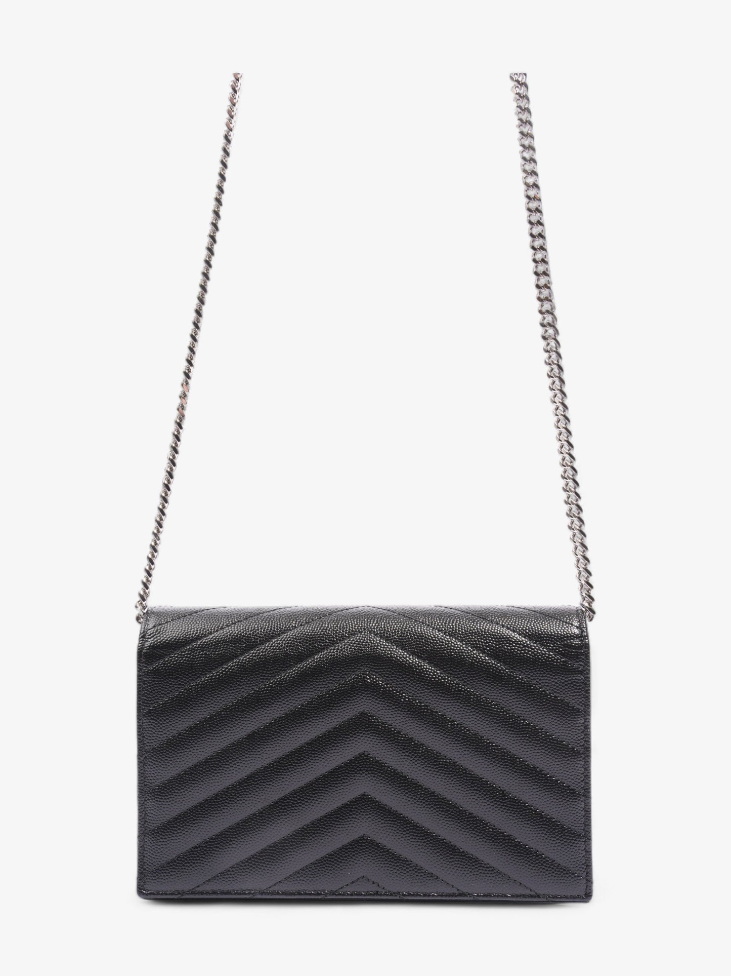 Saint Laurent Cassandre Envelope Black Grained Leather