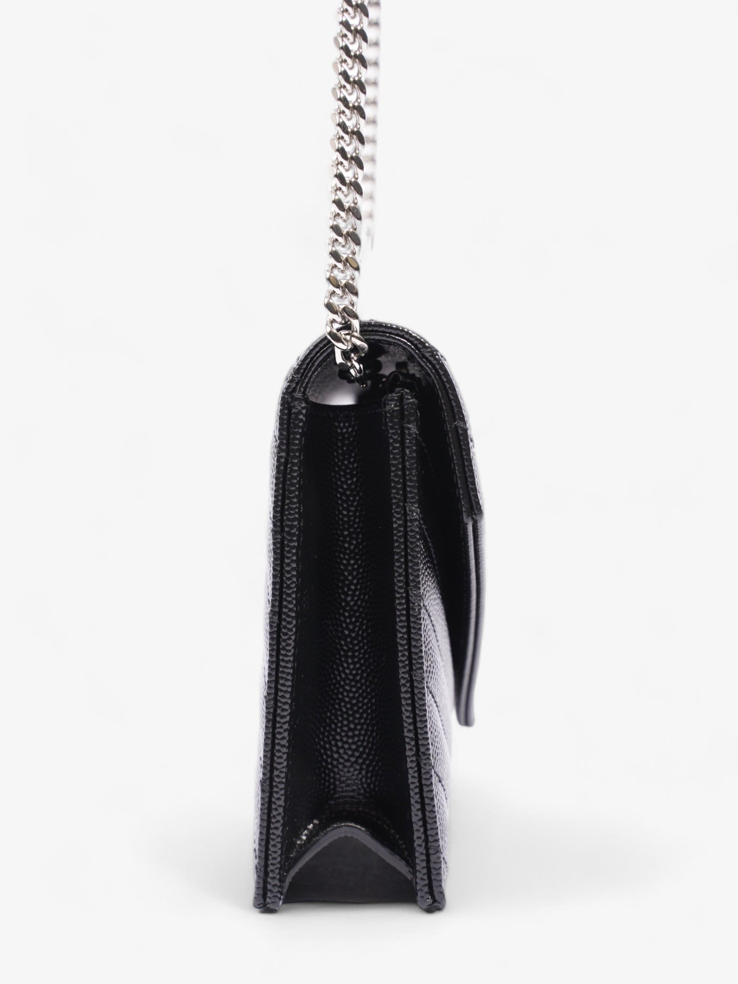 Saint Laurent Cassandre Envelope Black Grained Leather