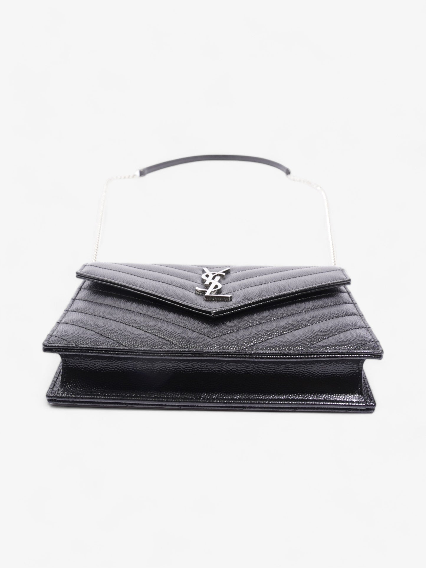 Saint Laurent Cassandre Envelope Black Grained Leather