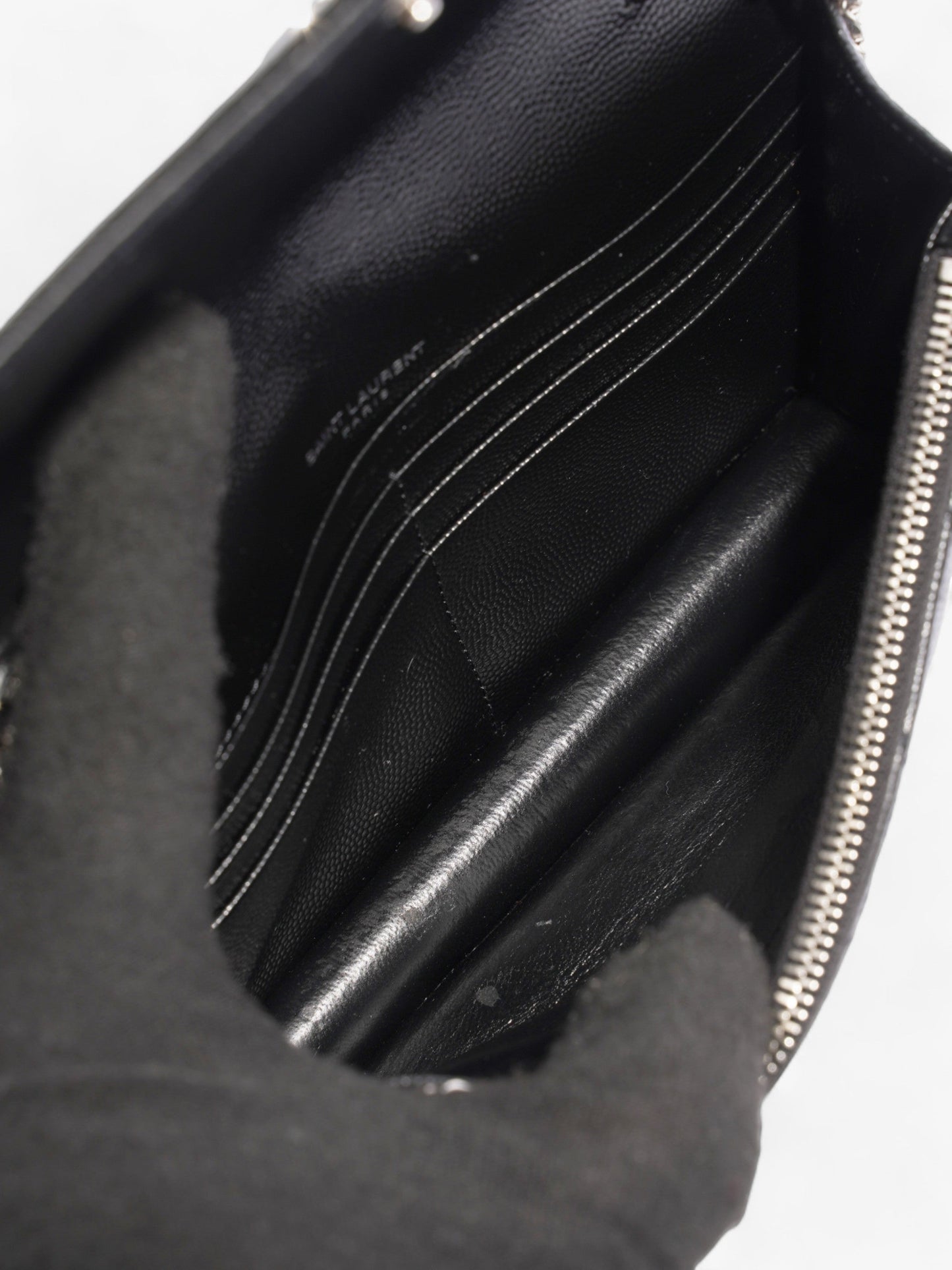 Saint Laurent Cassandre Envelope Black Grained Leather