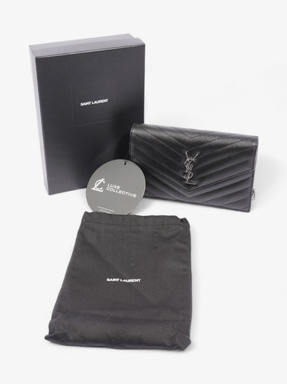 Saint Laurent Cassandre Envelope Black Grained Leather