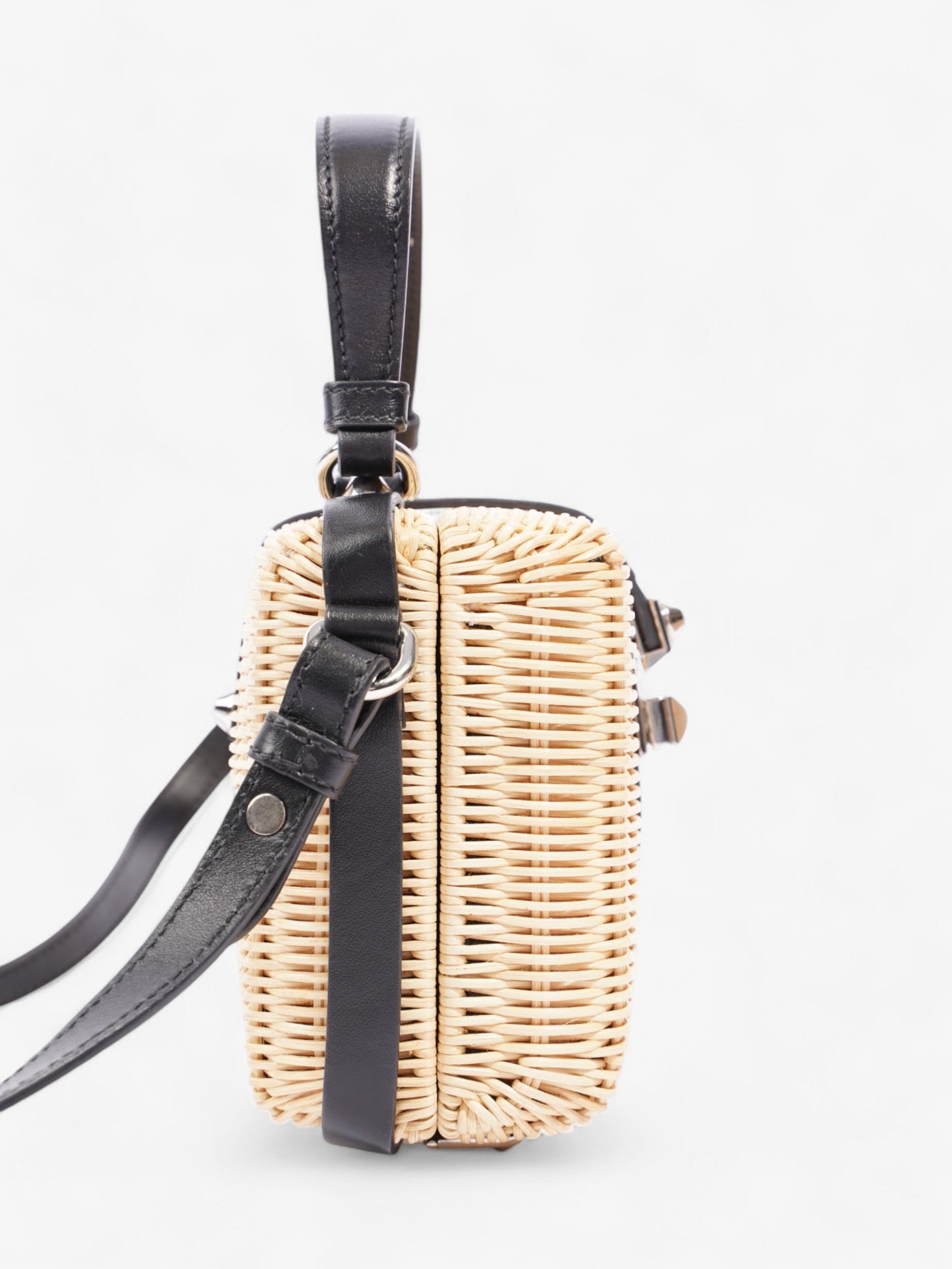 Prada Wicker Top Handle Black / Natural Wicker