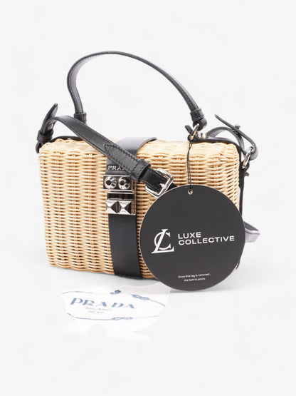 Prada Wicker Top Handle Black / Natural Wicker