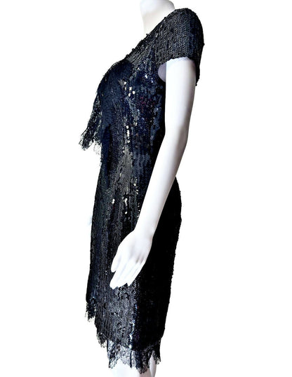 Chanel Vintage 1994 Black Sequin Lace Dress