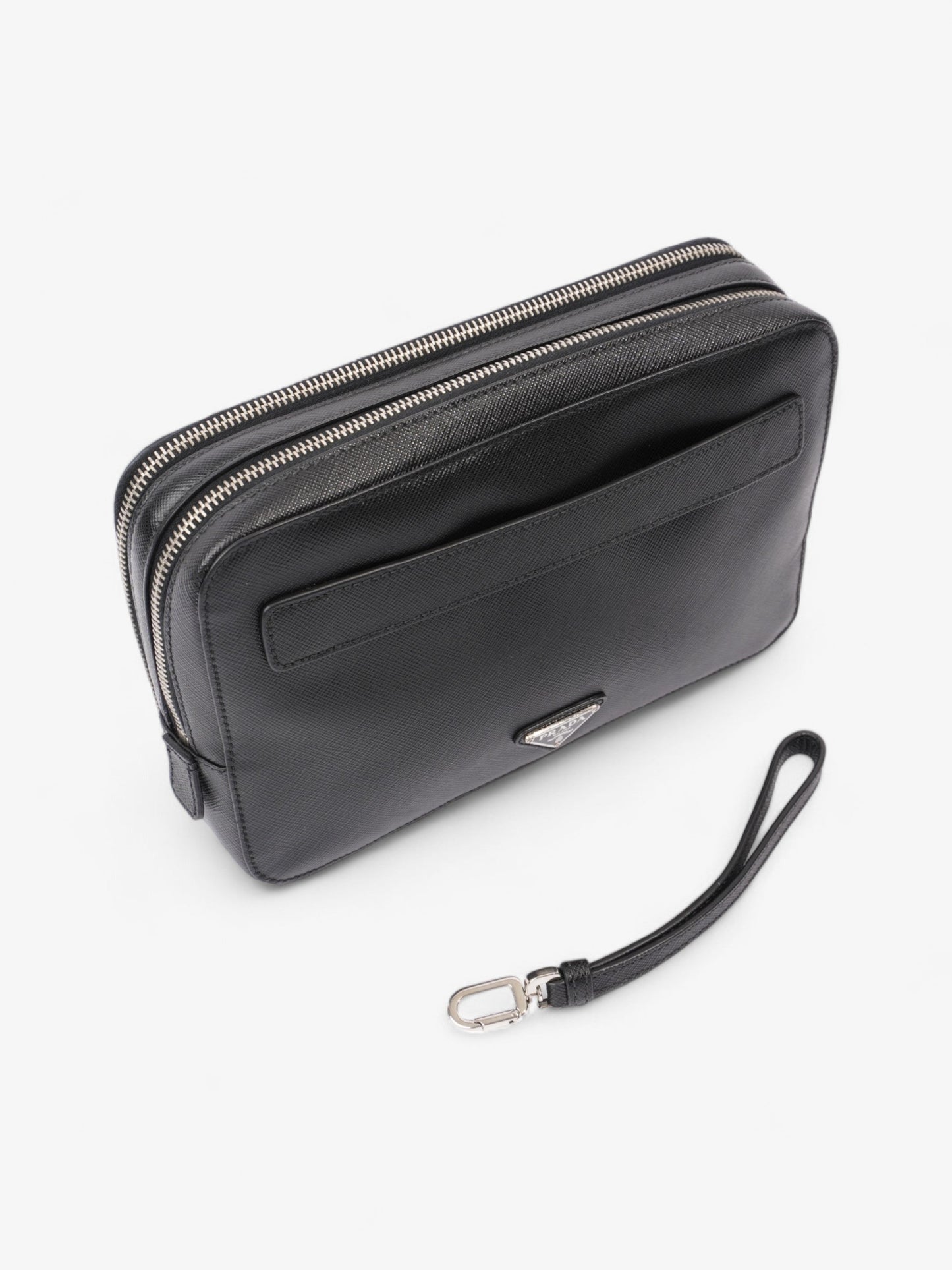 Prada Zipped Clutch Black Saffiano Leather