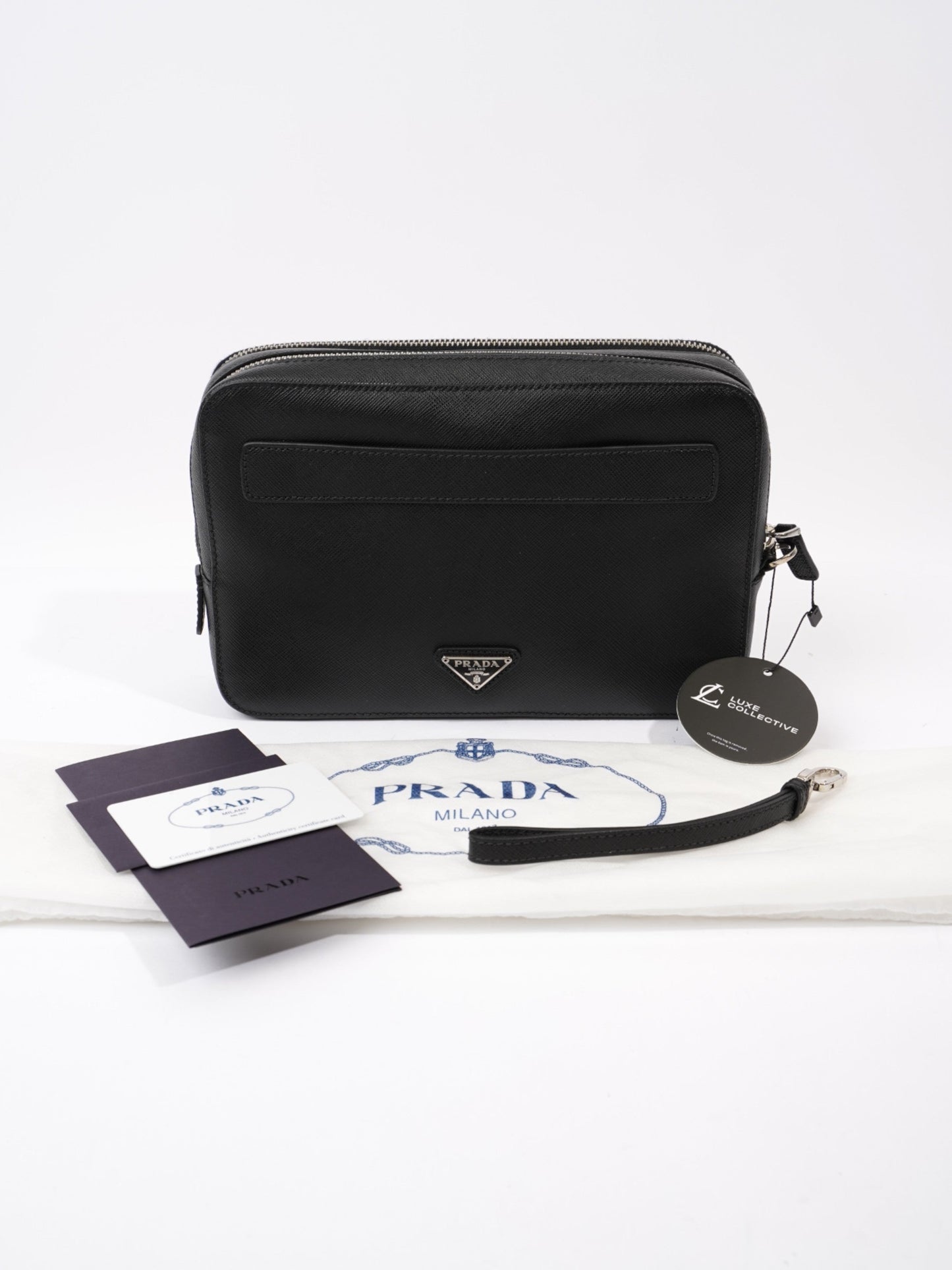 Prada Zipped Clutch Black Saffiano Leather