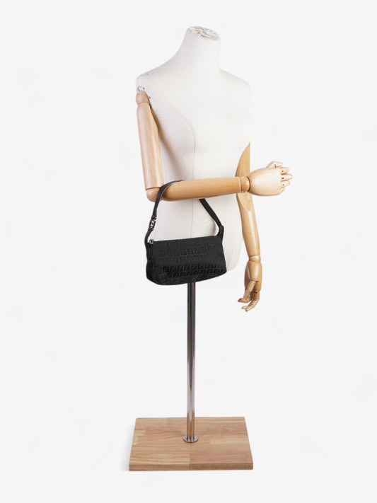 Fendi Zucca Shoulder Bag Black Canvas