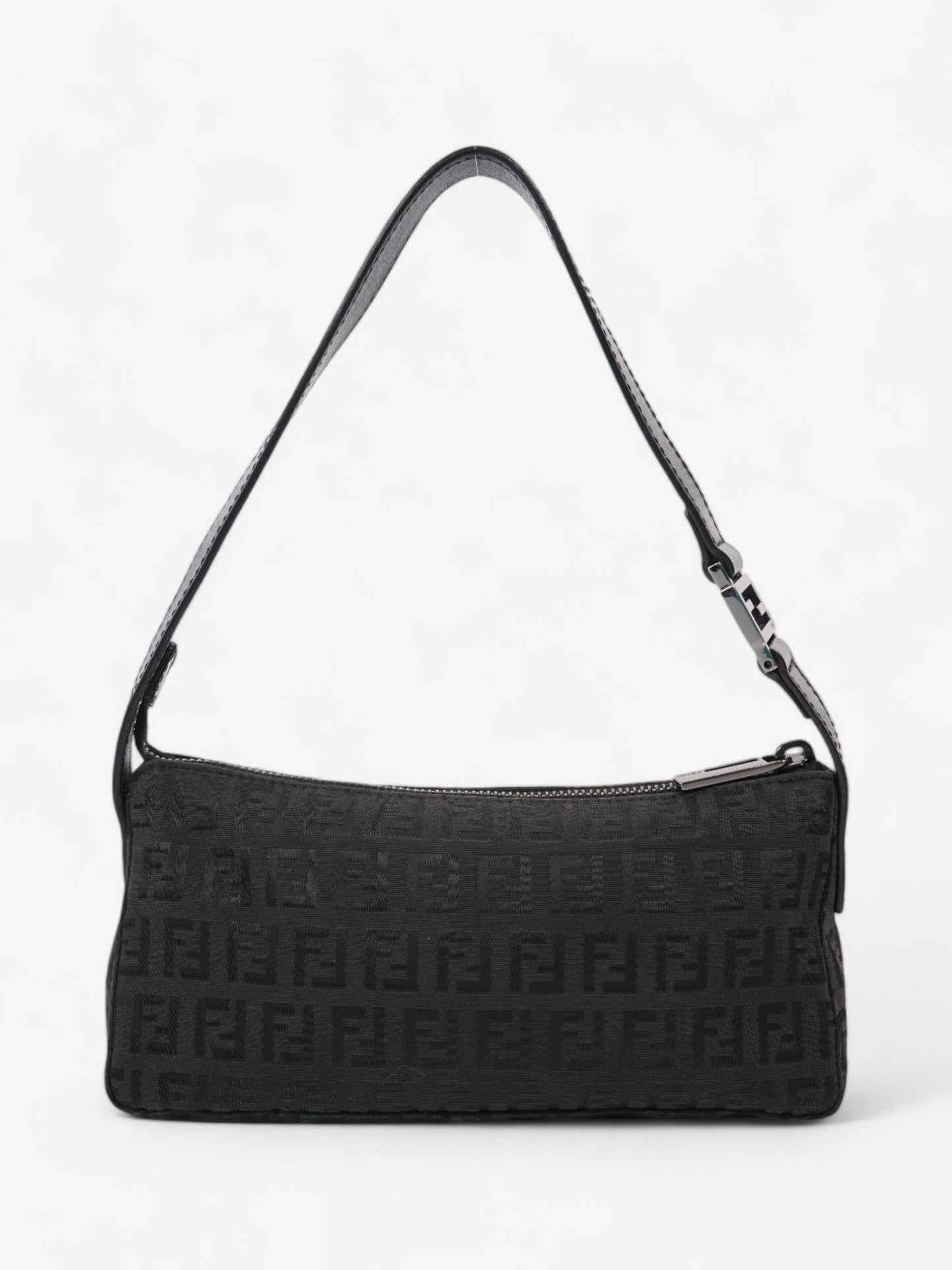 Fendi Zucca Shoulder Bag Black Canvas