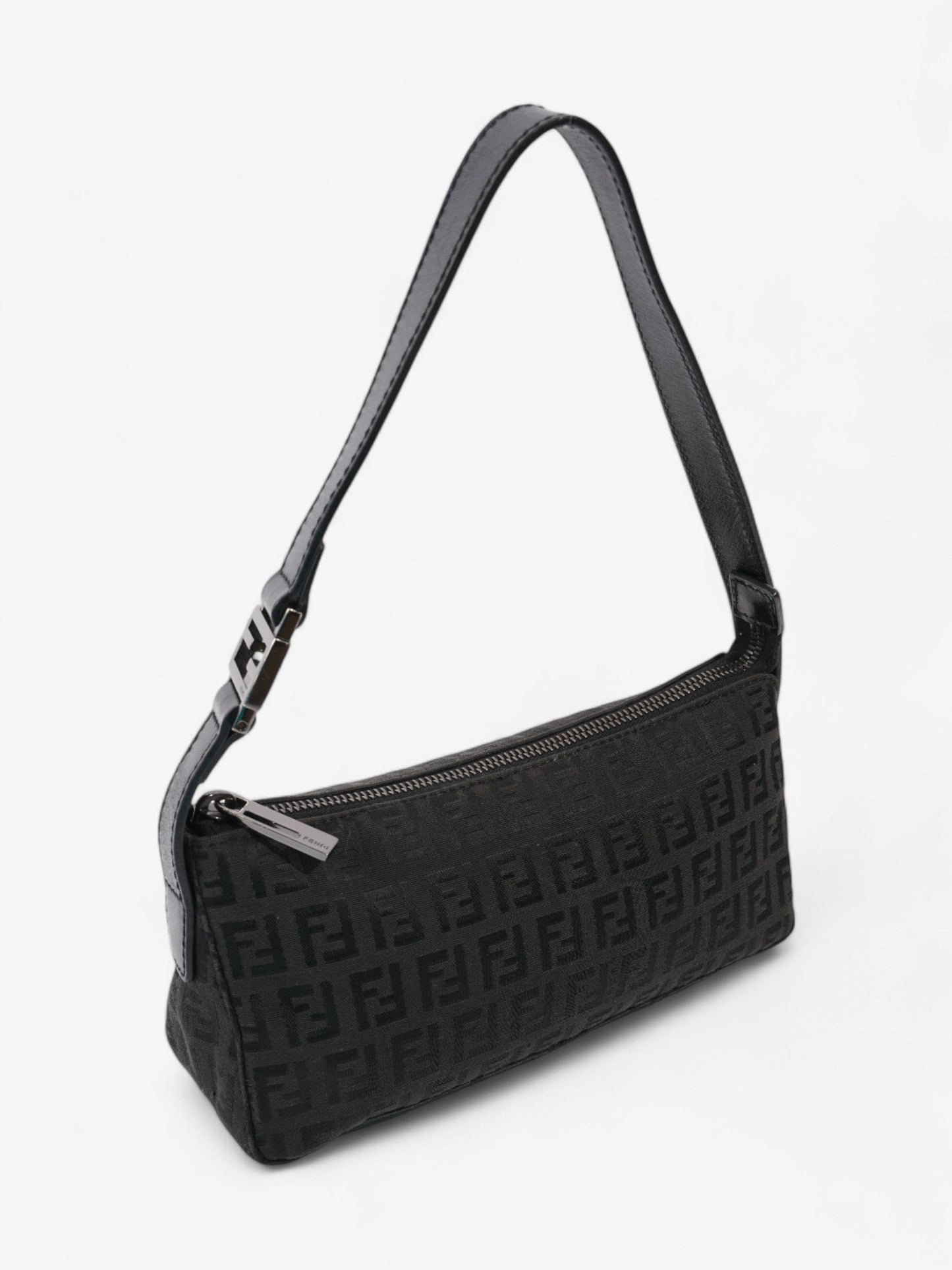 Fendi Zucca Shoulder Bag Black Canvas