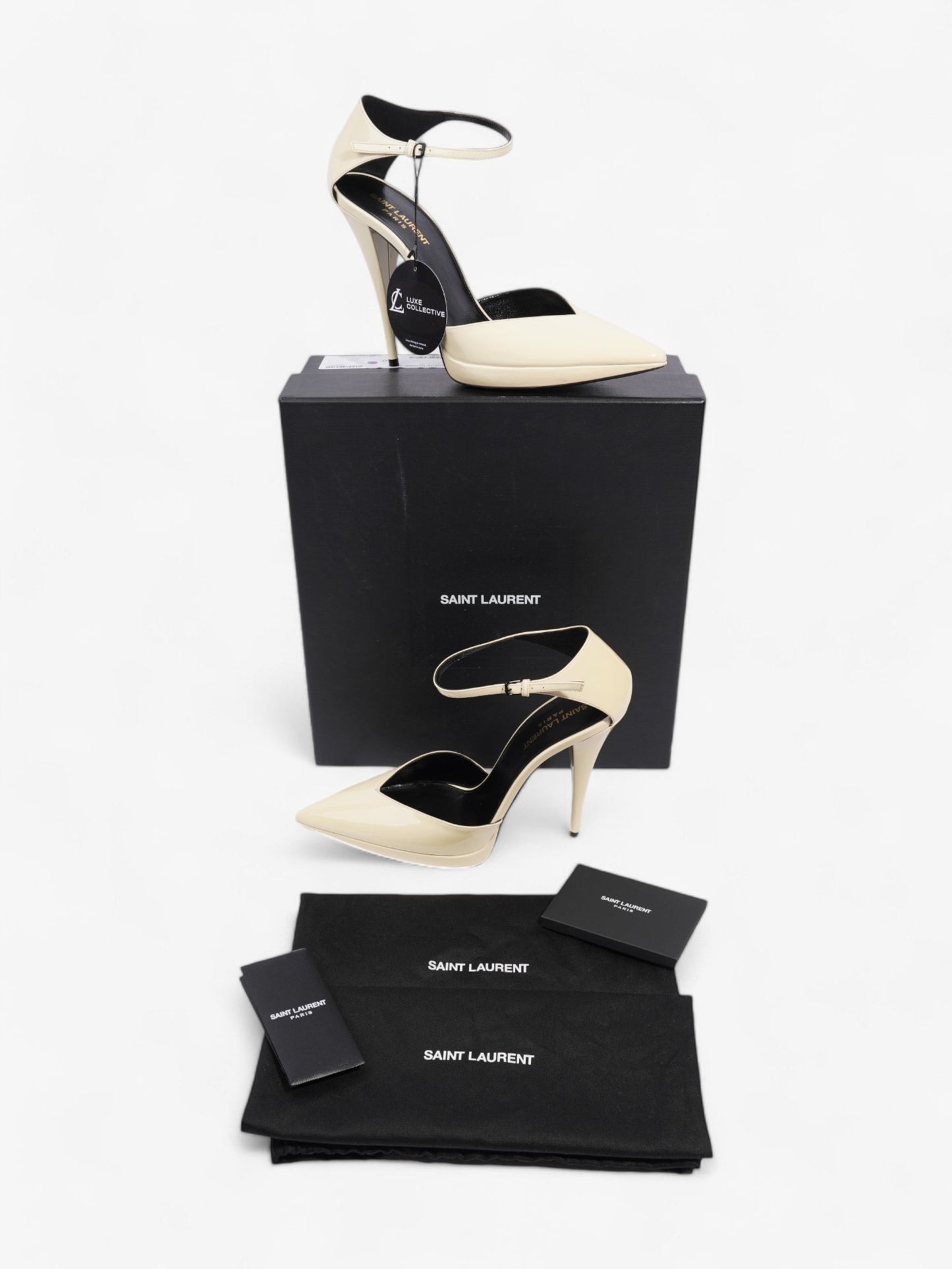 Saint Laurent Zizi 110mm Ecru Patent Leather EU 40 UK 7