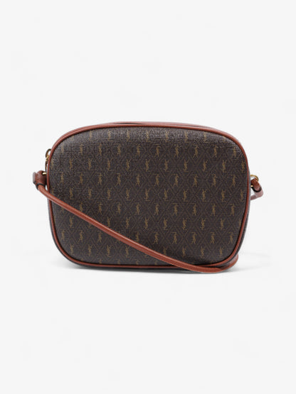 Saint Laurent Le Monogramme Camera Brown Coated Canvas