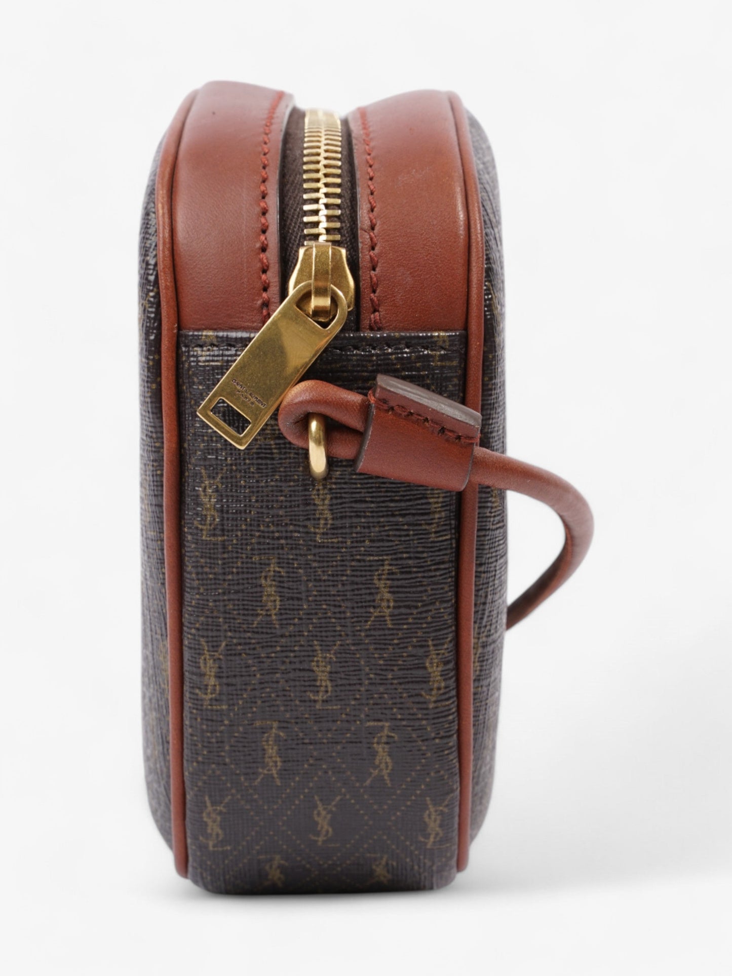 Saint Laurent Le Monogramme Camera Brown Coated Canvas