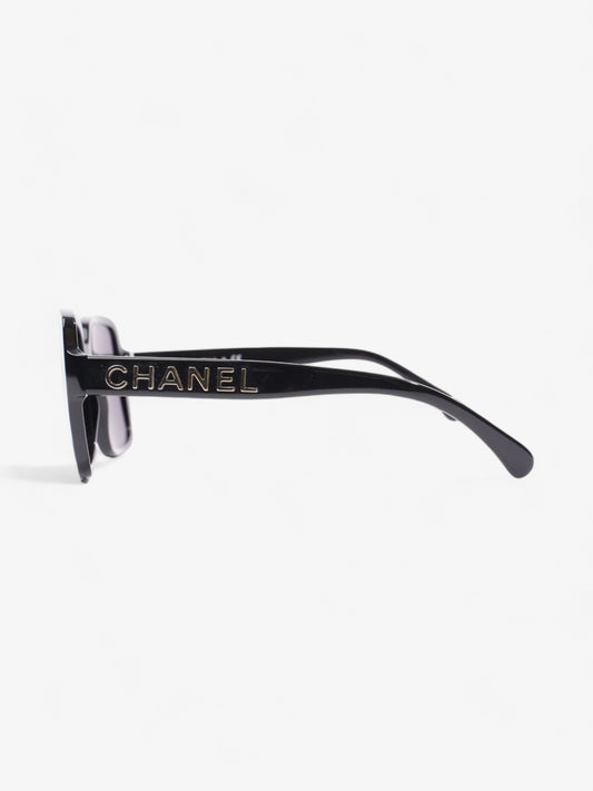 Chanel Square Framed Sunglasses Black / Gold Acetate 140mm