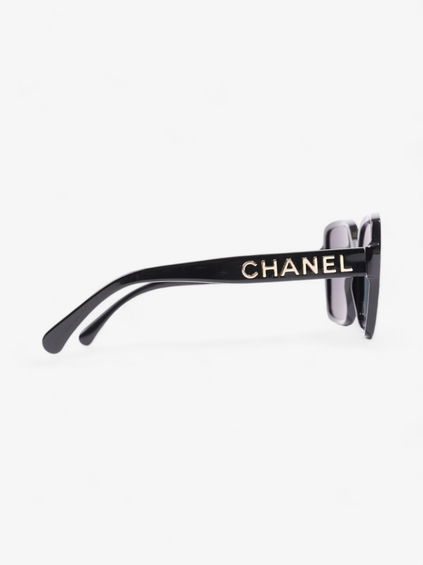 Chanel Square Framed Sunglasses Black / Gold Acetate 140mm