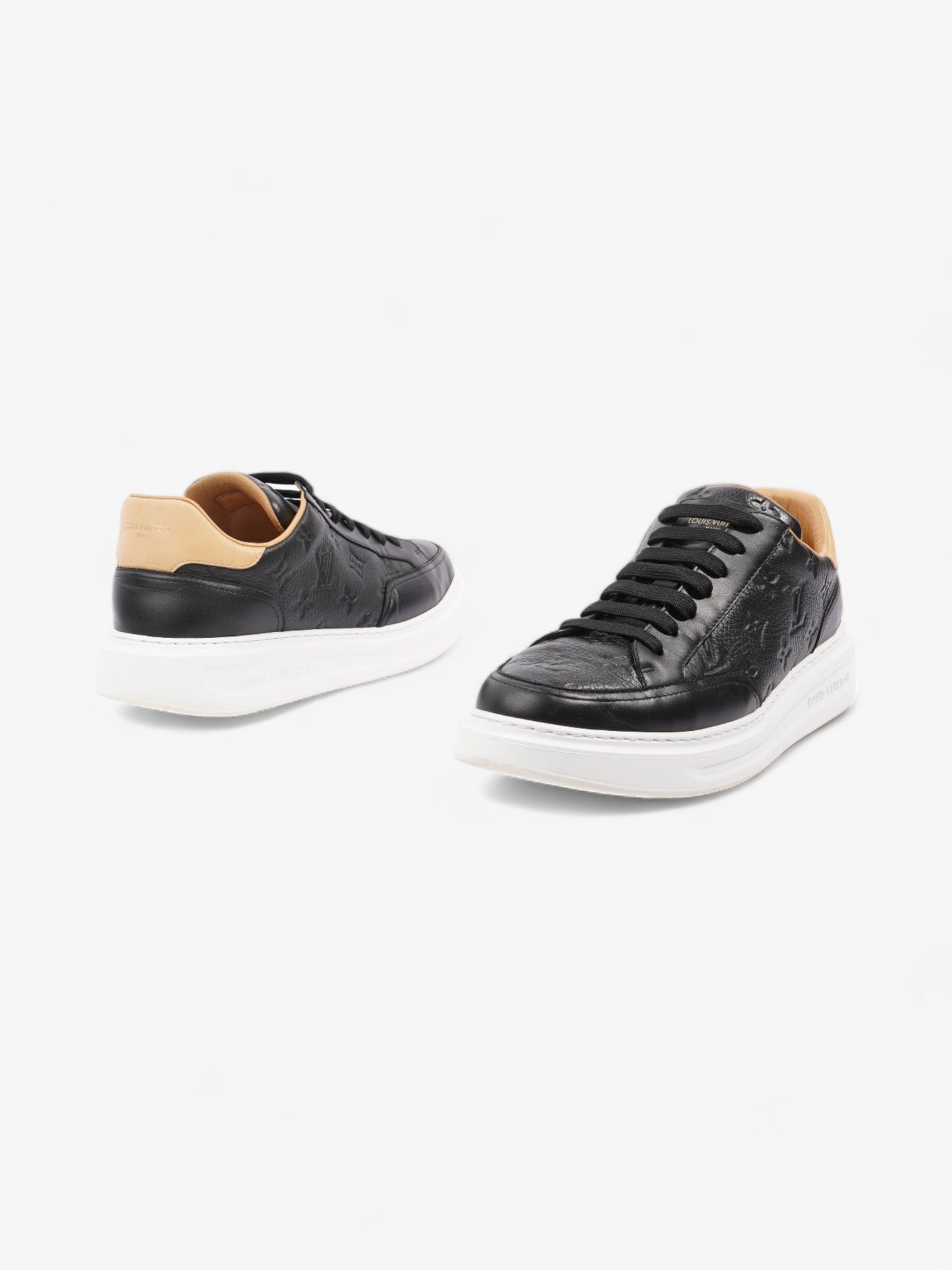 Louis Vuitton Beverly Hills Sneakers Black Monogram / Beige Calfskin Leather EU 43 UK 9