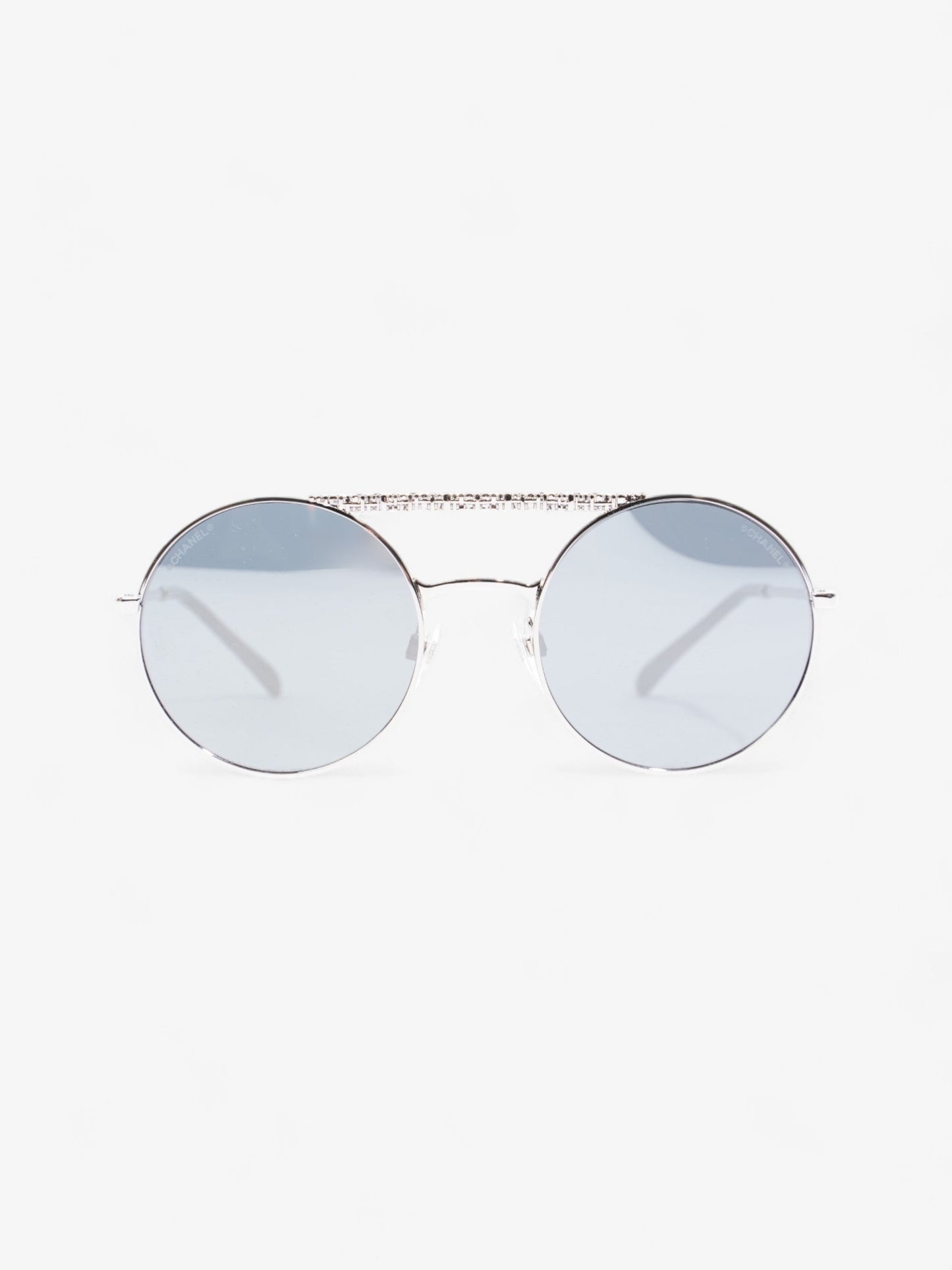 Chanel Round Sunglasses Silver Acetate 140mm
