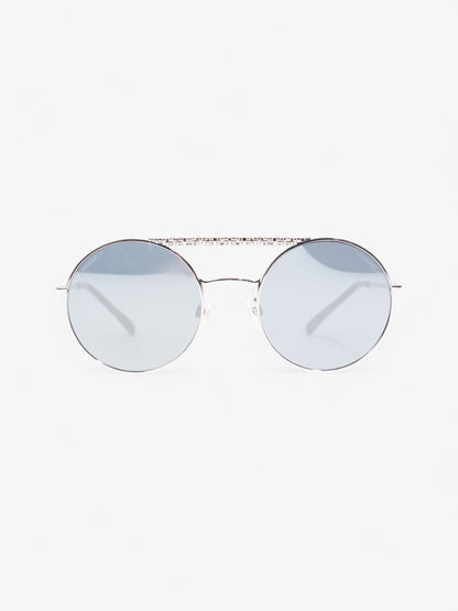 Chanel Round Sunglasses Silver Acetate 140mm