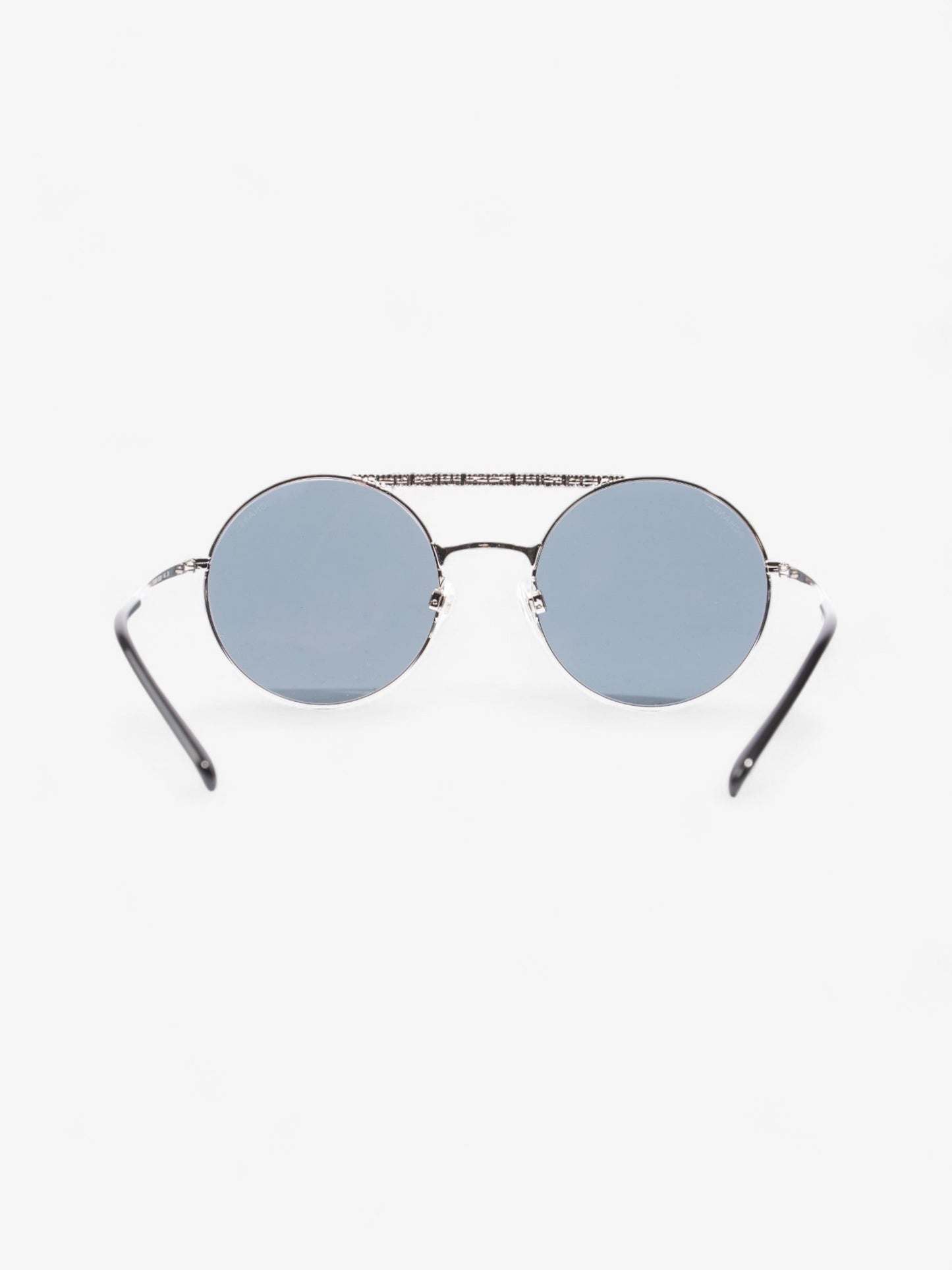 Chanel Round Sunglasses Silver Acetate 140mm