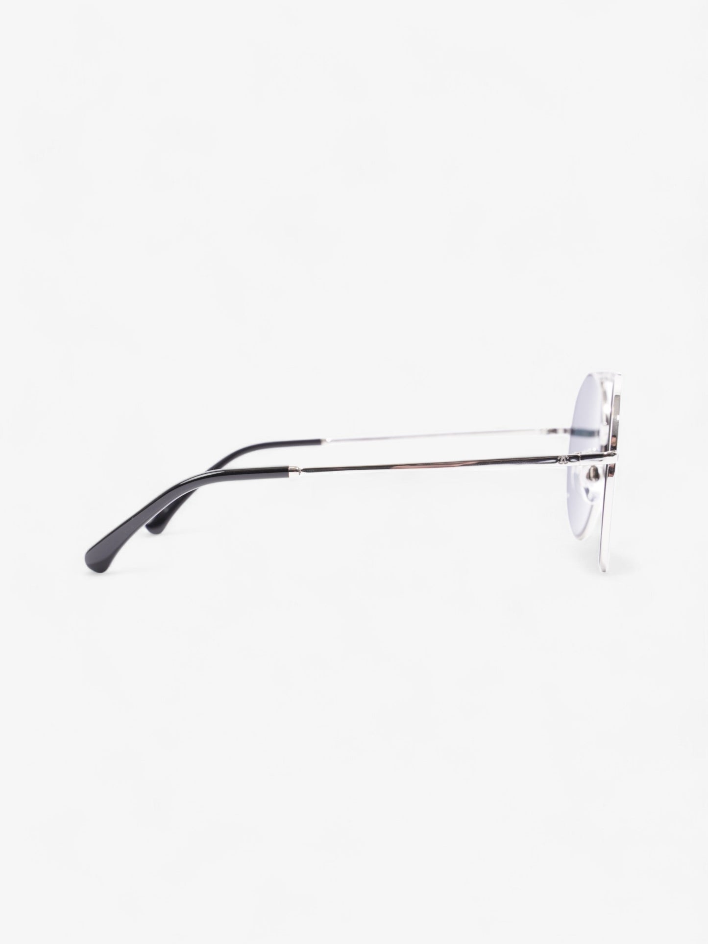 Chanel Round Sunglasses Silver Acetate 140mm
