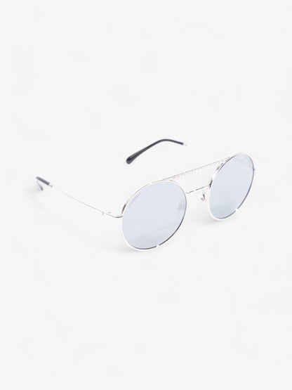 Chanel Round Sunglasses Silver Acetate 140mm