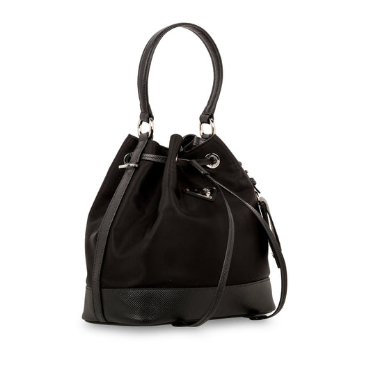 Prada Nylon & Saffiano Leather Bucket Bag