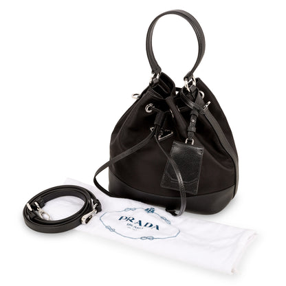 Prada Nylon & Saffiano Leather Bucket Bag