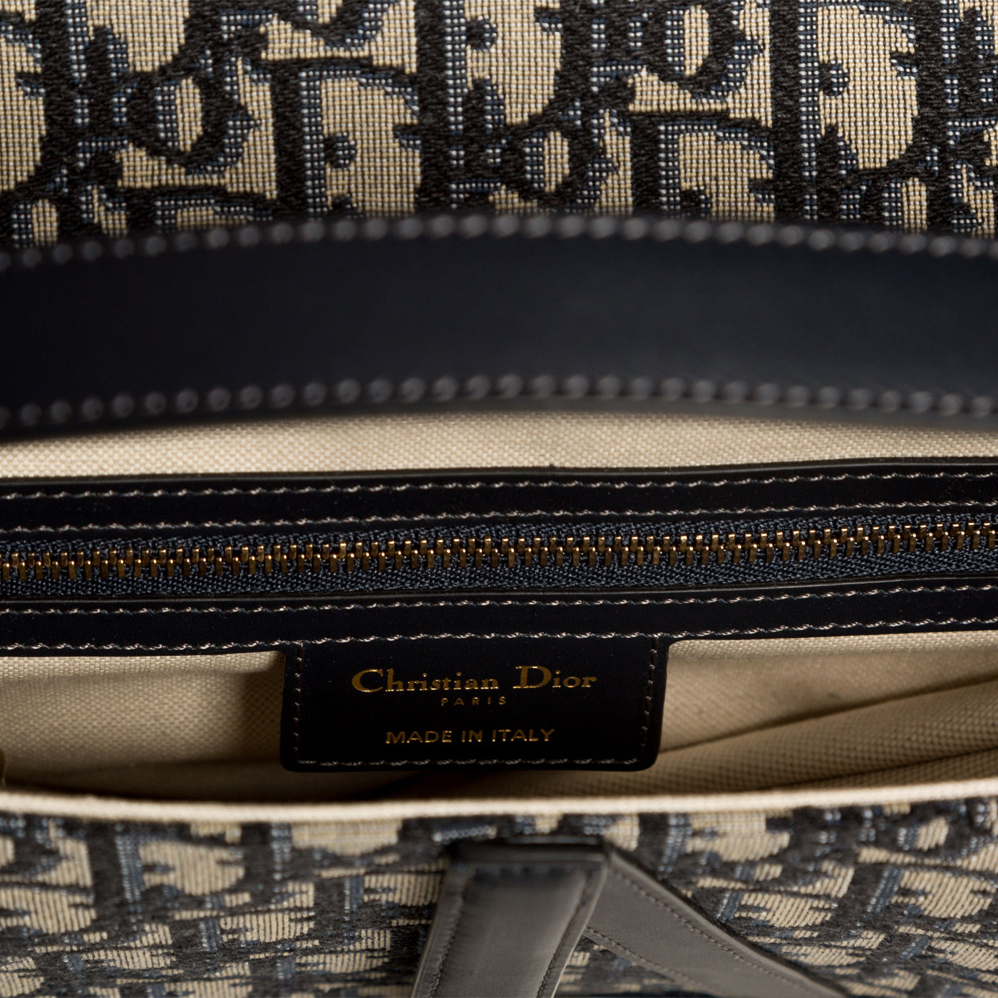 Christian Dior Saddle Bag with Embroidered Strap