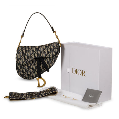 Christian Dior Saddle Bag with Embroidered Strap
